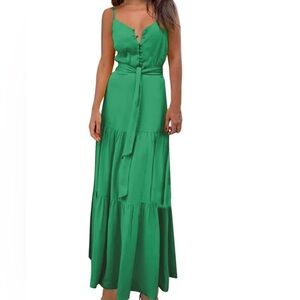 Green Tiered Maxi address with Belt